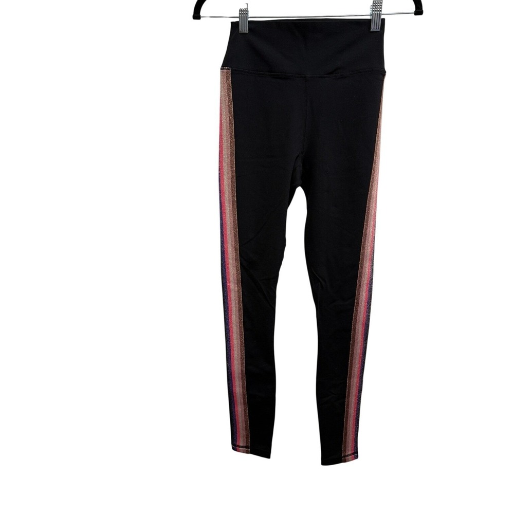 Spiritual Gangster Womens Small Black Metallic Stripe High Waist Leggings S Yoga